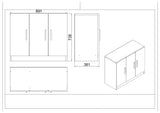 Set mobilier de birou Vo19-Ob, Stejar - Larx - Negru, 140x74x60 cm
