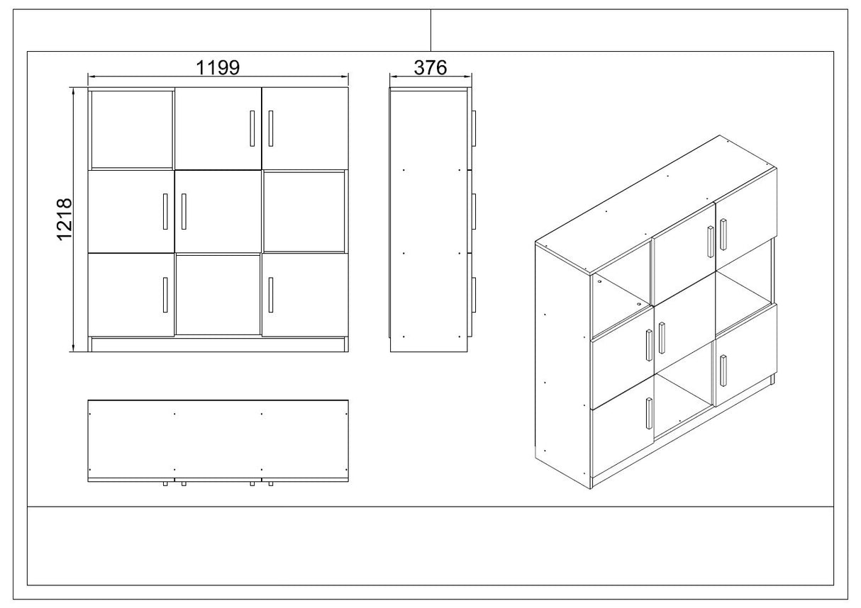 Set mobilier de birou Vo19-Ob, Stejar - Larx - Negru, 140x74x60 cm