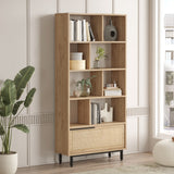 Bibliotecă On4-Su, Nuc - Stejar, 84x30x176 cm