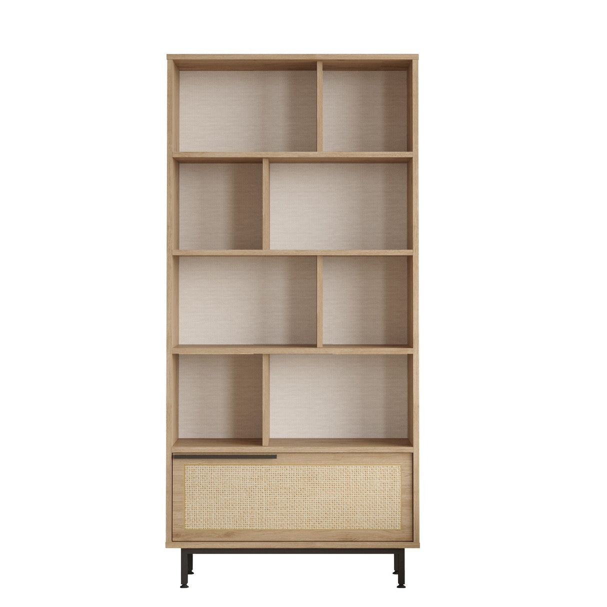 Bibliotecă On4-Su, Nuc - Stejar, 84x30x176 cm