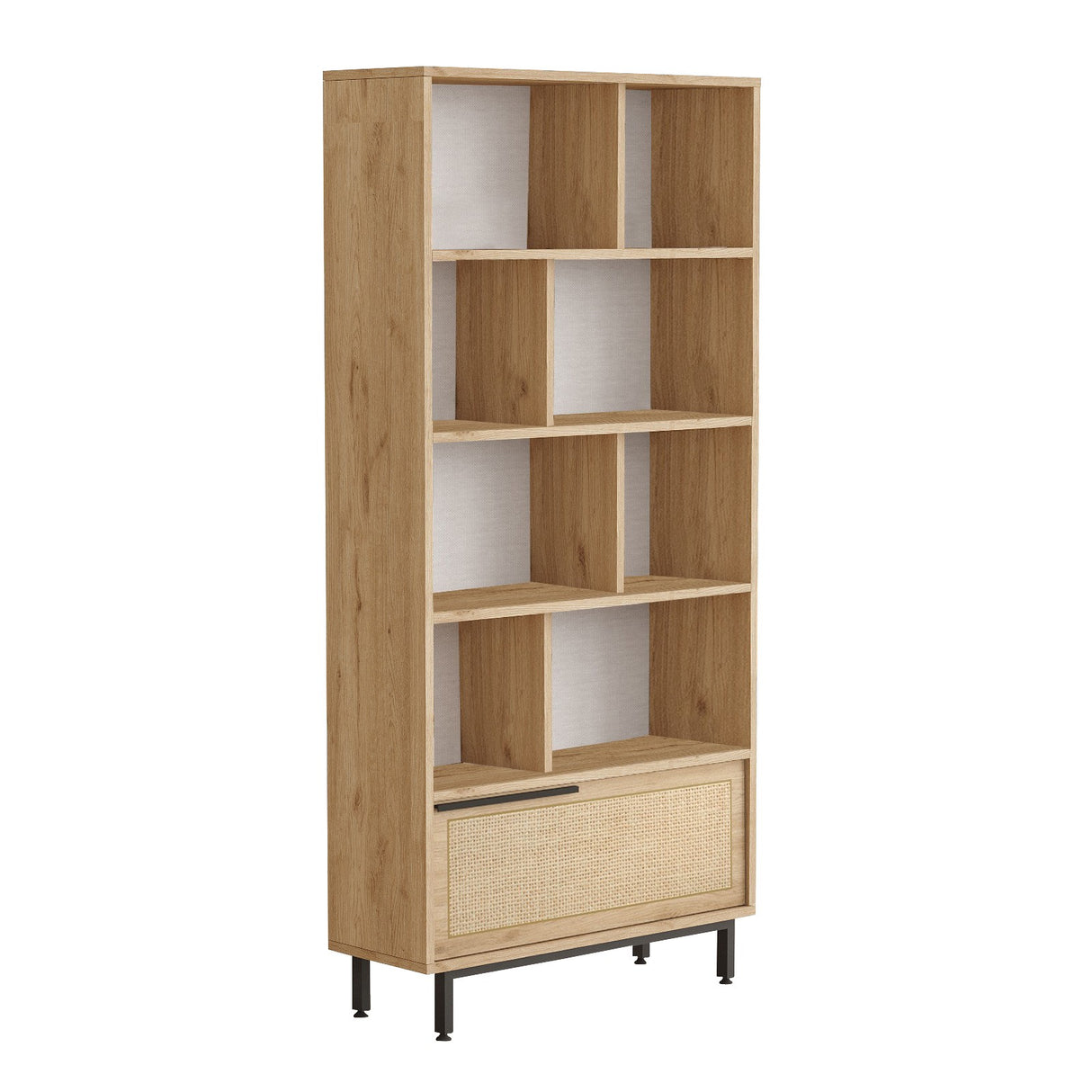 Bibliotecă On4-Su, Nuc - Stejar, 84x30x176 cm
