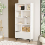 Bibliotecă On4-W, Alb, 84x30x176 cm