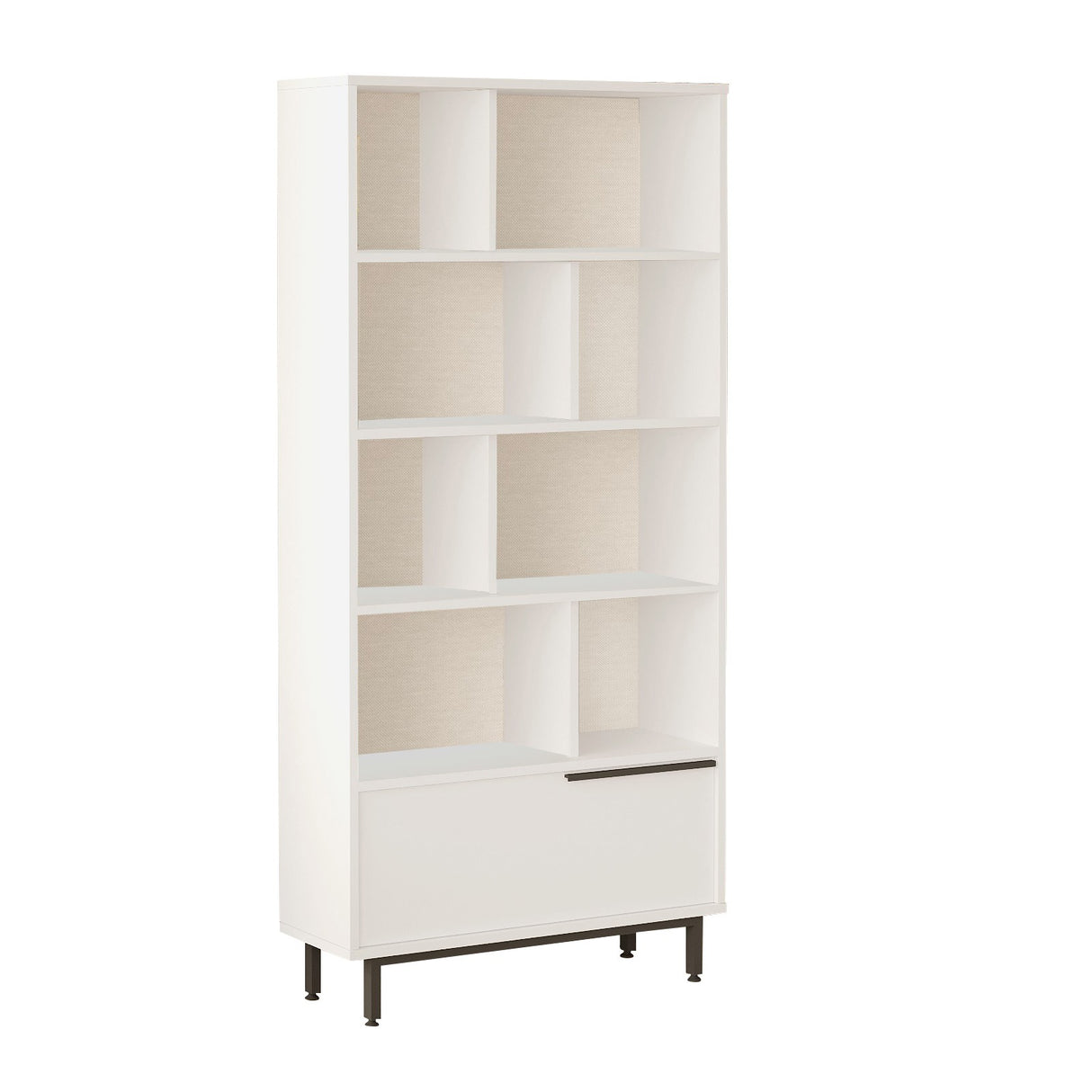 Bibliotecă On4-W, Alb, 84x30x176 cm