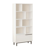 Bibliotecă On4-W, Alb, 84x30x176 cm