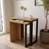Set 2 măsuțe de cafea On7-Su, Nuc - Stejar, 51x30x53 cm