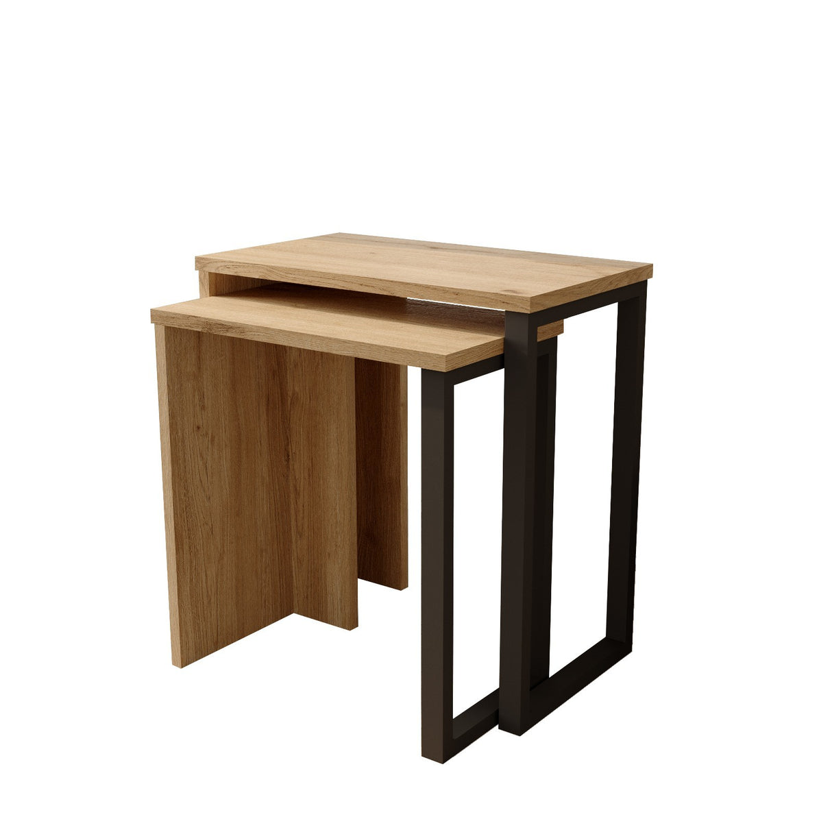 Set 2 măsuțe de cafea On7-Su, Nuc - Stejar, 51x30x53 cm