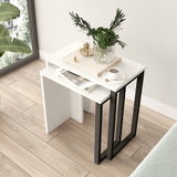 Set 2 măsuțe de cafea On7-W, Alb, 51x30x53 cm