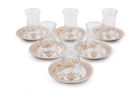 Set de cani de ceai, Crem, 13x13x2 cm