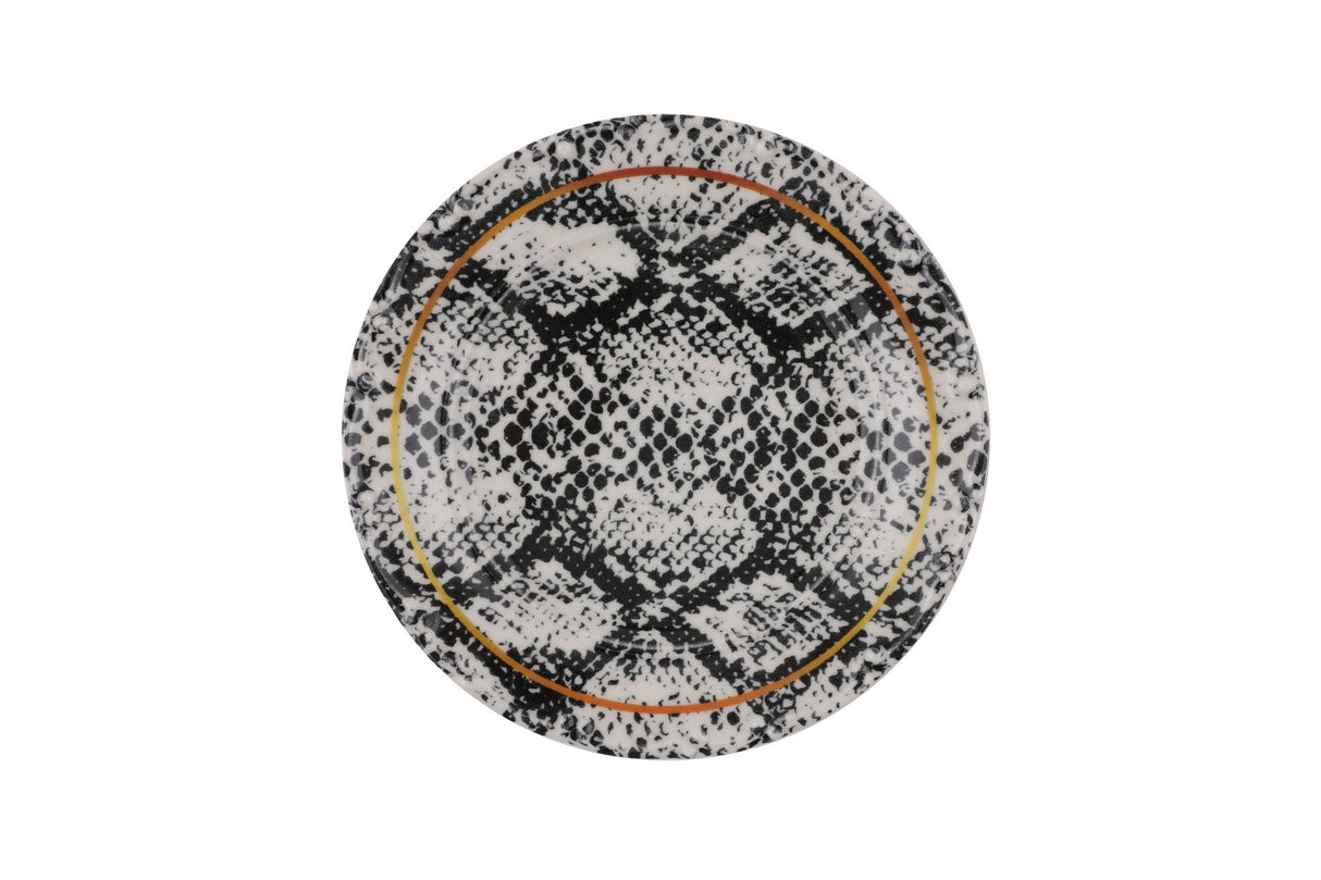 Serviciu de masă 30 bucăți Hira, Crem - Negru - Auriu, 24x24x3 cm