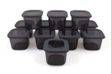 Set recipiente pentru depozitare 12 bucăți BNMPOLYAS12-5, Antracit, 10x10x10 cm