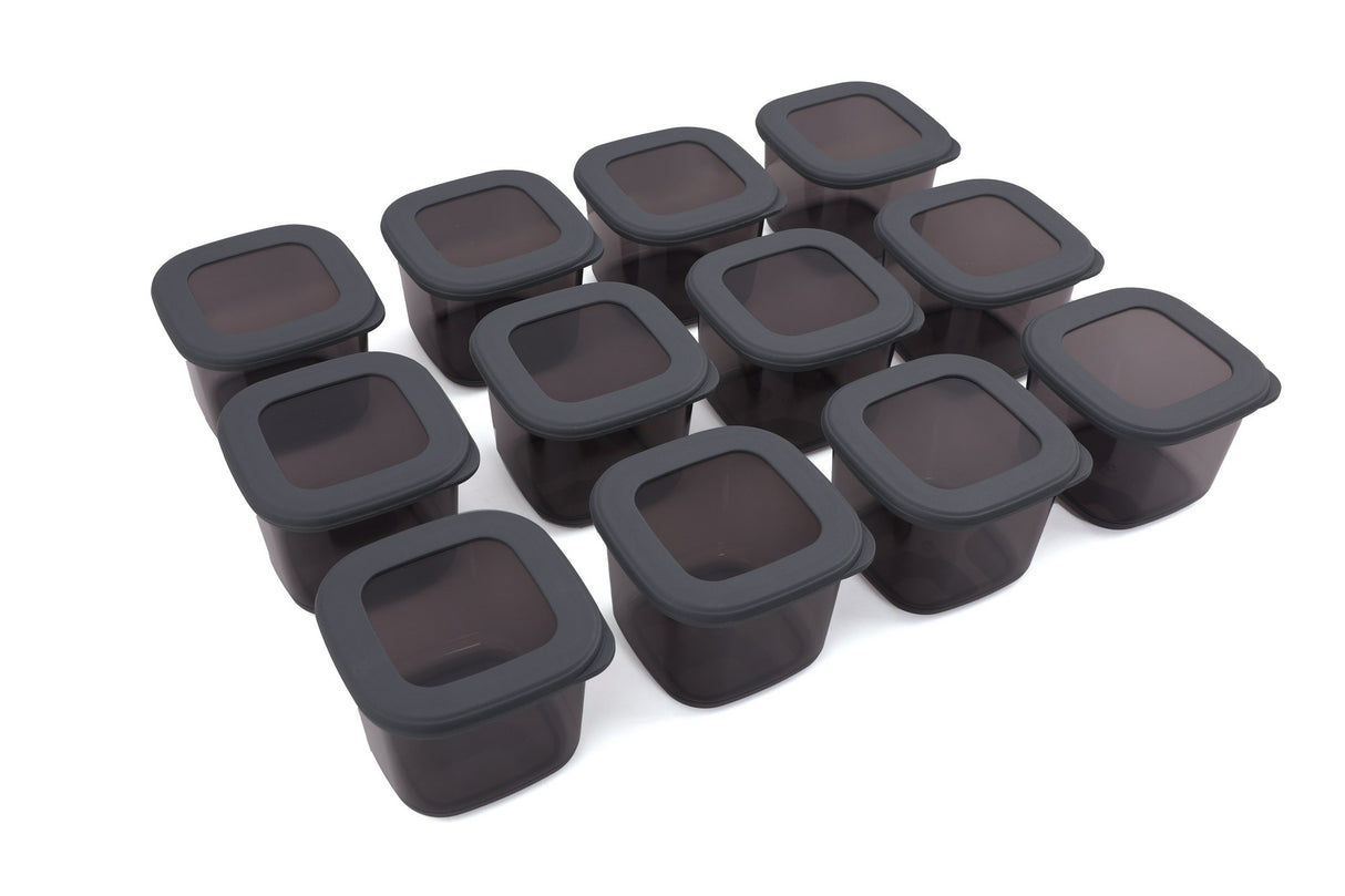 Set recipiente pentru depozitare 12 bucăți BNMPOLYAS12-5, Antracit, 10x10x10 cm