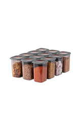 Set recipiente pentru depozitare 12 bucăți BNMPOLYAS12-12, Antracit, 10x10x17 cm