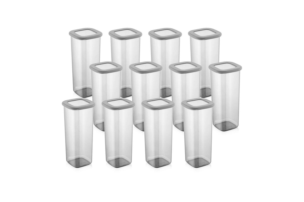 Set recipiente pentru depozitare 12 bucăți BNMPOLYAS12-17, Antracit, 10x10x25 cm