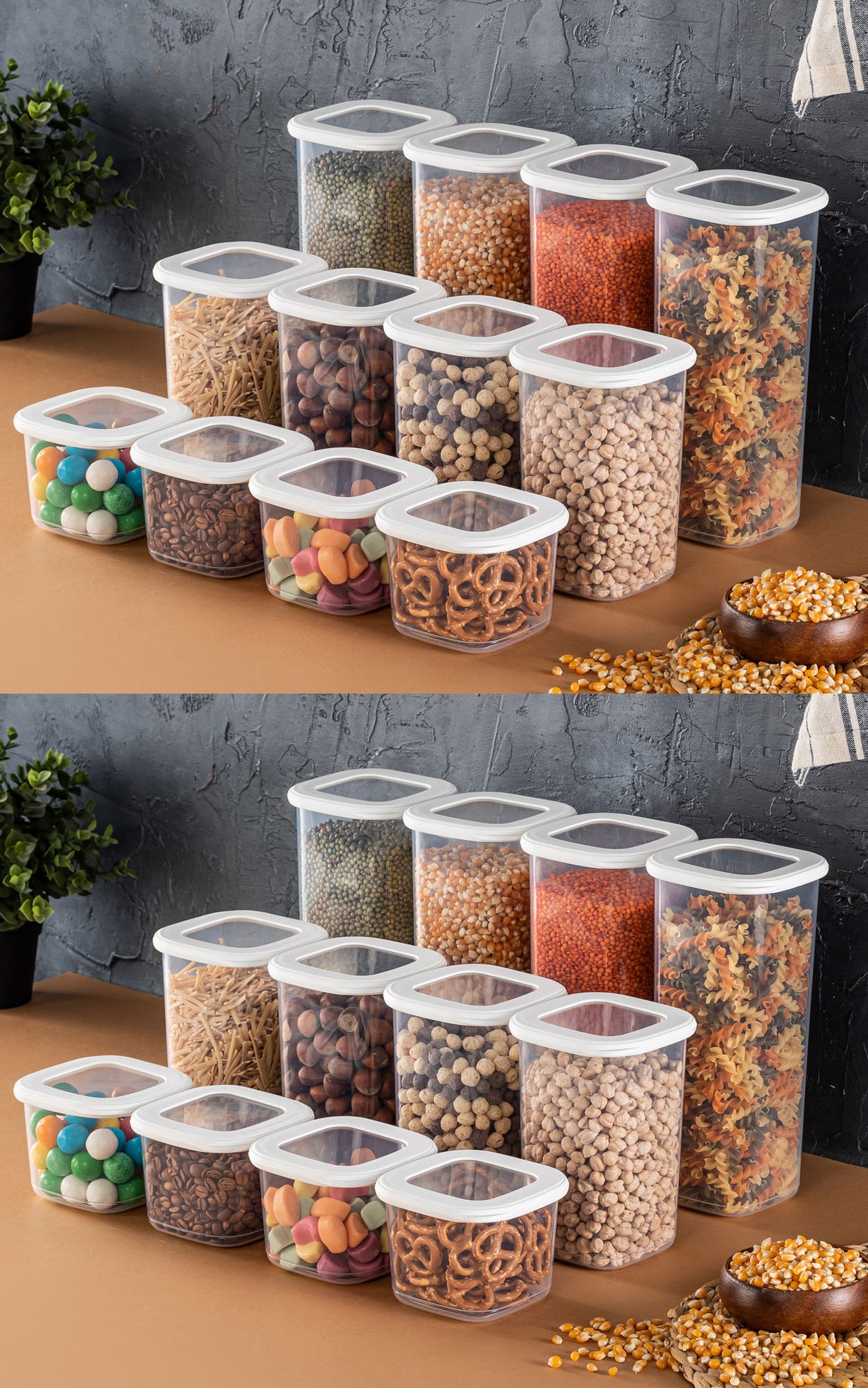 Set recipiente pentru depozitare 24 bucăți BNMPOLYWS24-51217, Alb, 10x10x10 cm