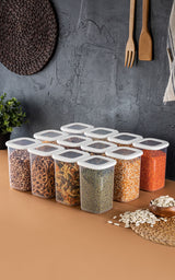 Set recipiente pentru depozitare 12 bucăți BNMPOLYWS12-12, Alb, 10x10x17 cm