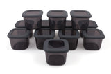 Set recipiente pentru depozitare 12 bucăți BNMPOLYAS12-5KAS, Antracit, 10x10x10 cm
