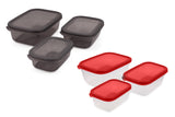 Set recipiente pentru depozitare 6 bucăți FOLYBNM-0513, Roșu - Antracit, 14x20x7 cm