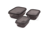 Set recipiente pentru depozitare 6 bucăți FOLYBNM-0513, Roșu - Antracit, 14x20x7 cm