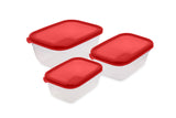 Set recipiente pentru depozitare 6 bucăți FOLYBNM-0513, Roșu - Antracit, 14x20x7 cm
