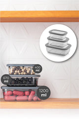 Set recipiente pentru depozitare 3 bucăți BNMPOLYAR03-46712, Antracit, 14x20x7 cm