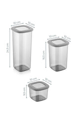 Set recipiente pentru depozitare 3 bucăți BNMPOLYAS03-51217, Antracit, 10x10x25 cm