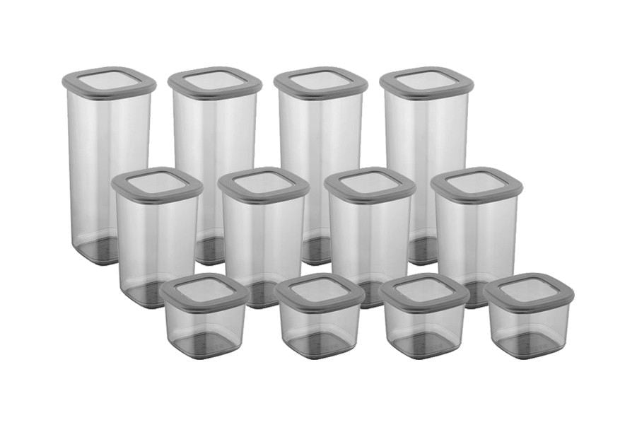 Set recipiente pentru depozitare 24 bucăți BNMPOLYAS24-51217, Antracit, 10x10x25 cm