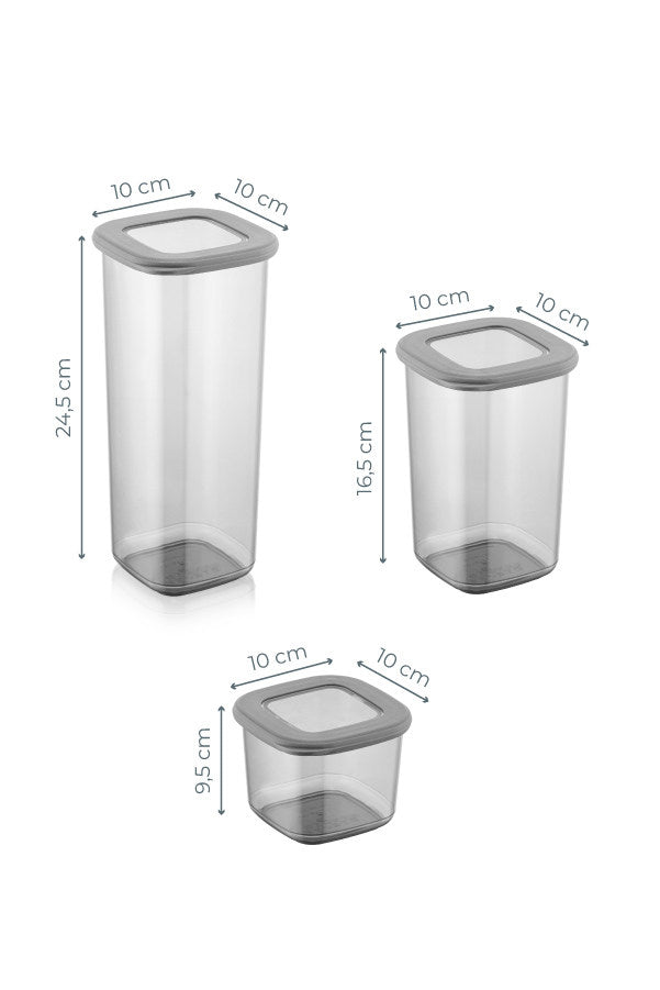 Set recipiente pentru depozitare 12 bucăți BNMPOLYAS12-51217, Antracit, 10x10x25 cm