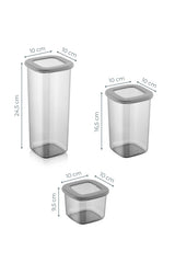 Set recipiente pentru depozitare 12 bucăți BNMPOLYAS12-51217, Antracit, 10x10x25 cm