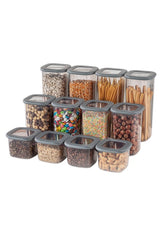 Set recipiente pentru depozitare 12 bucăți BNMPOLYAS12-51217, Antracit, 10x10x25 cm