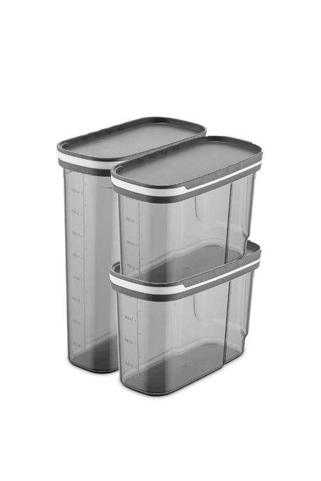 Set recipiente pentru depozitare 3 bucăți BNMSRGAR03-1227, Antracit, 10x20x26 cm