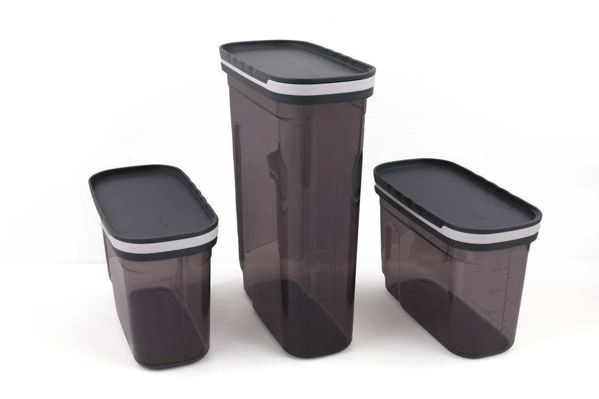 Set recipiente pentru depozitare 3 bucăți BNMSRGAR03-1227, Antracit, 10x20x26 cm