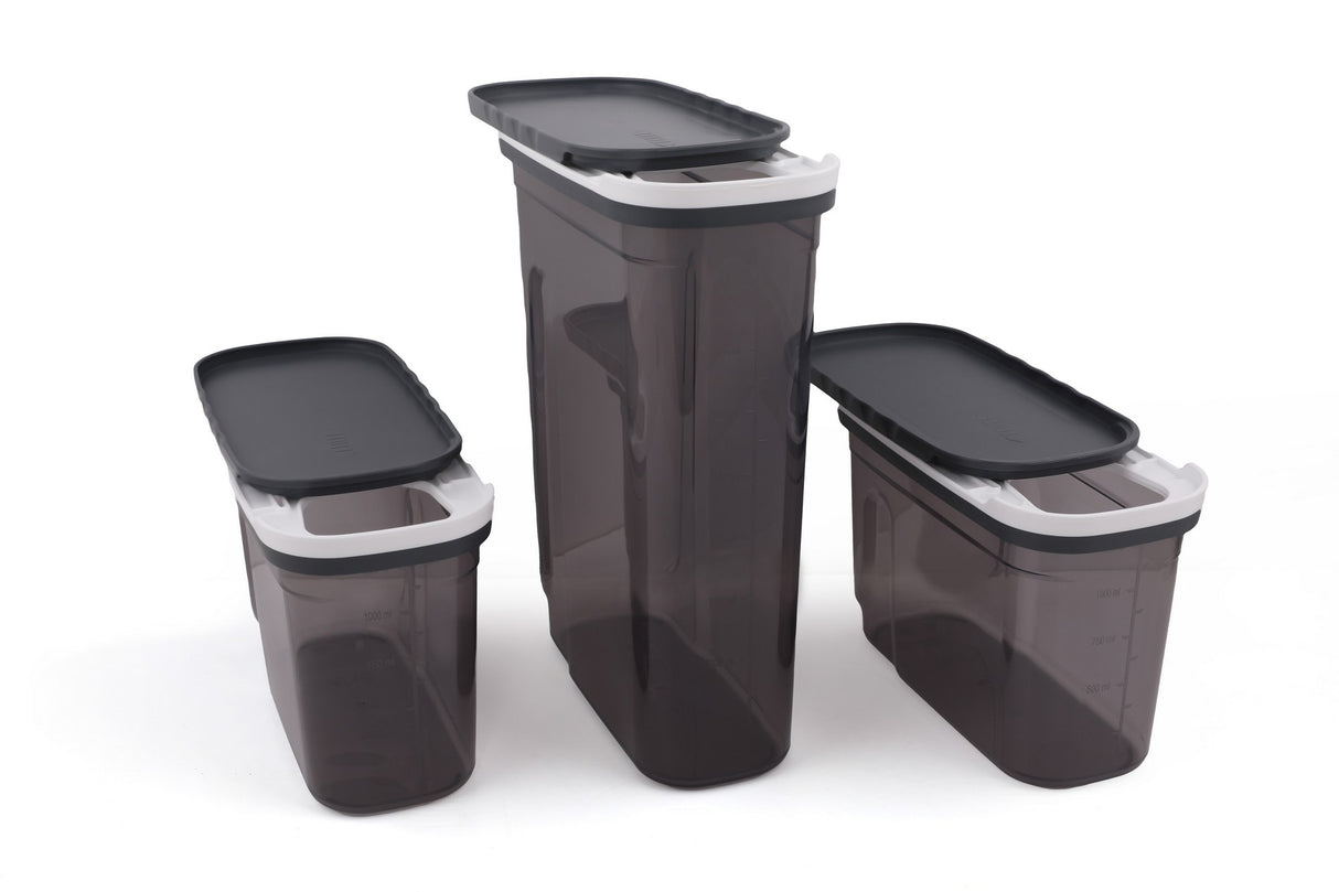 Set recipiente pentru depozitare 3 bucăți BNMSRGAR03-1227, Antracit, 10x20x26 cm