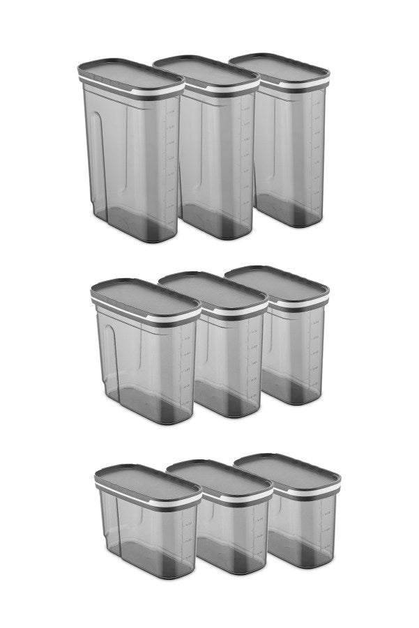Set recipiente pentru depozitare 9 bucăți BNMSRGAR09-121827, Antracit, 10x20x26 cm