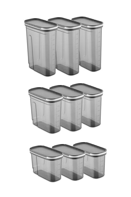 Set recipiente pentru depozitare 9 bucăți BNMSRGAR09-121827, Antracit, 10x20x26 cm