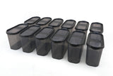 Set recipiente pentru depozitare 12 bucăți DSY12-14, Antracit, 9x19x13 cm