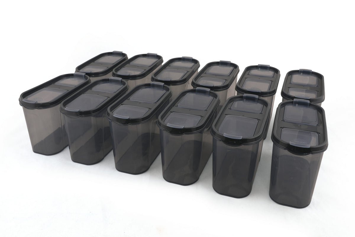 Set recipiente pentru depozitare 12 bucăți DSY12-14, Antracit, 9x19x12.5 cm, SKU 964FRM1124, imagine 2