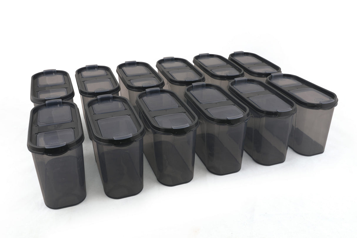 Set recipiente pentru depozitare 12 bucăți DSY12-14, Antracit, 9x19x13 cm