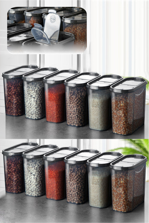 Set recipiente pentru depozitare 12 bucăți DSY12-2, Antracit, 9x19x17 cm
