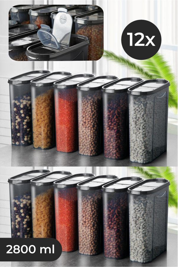 Set recipiente pentru depozitare 12 bucăți DSY12-28, Antracit, 9x19x24 cm