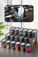 Set recipiente pentru depozitare 18 bucăți DSY18-14228, Antracit, 9x19x24 cm