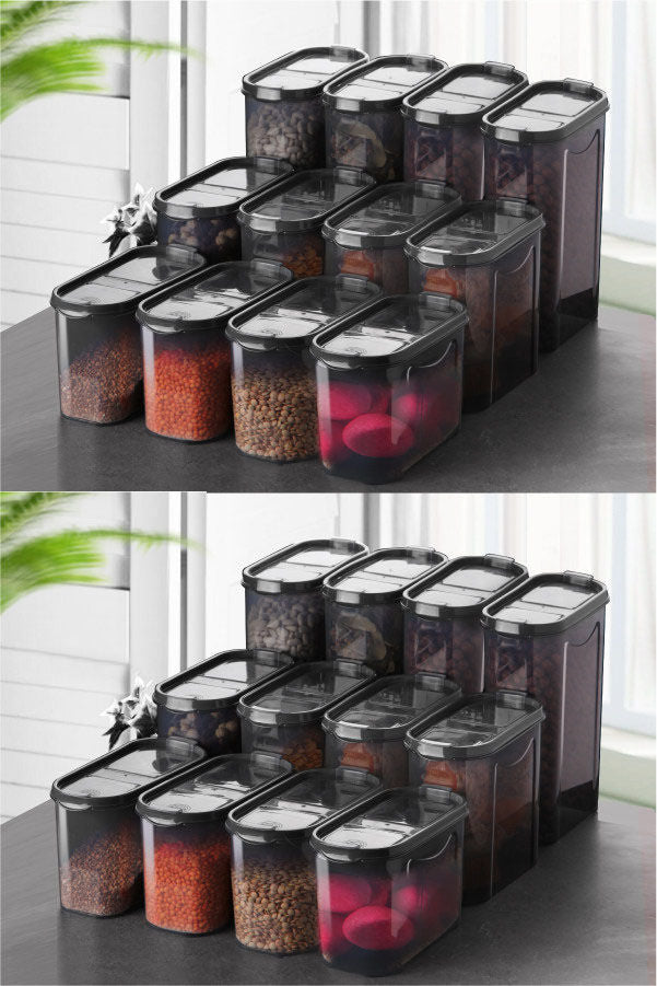 Set recipiente pentru depozitare 24 bucăți DSY24-14228, Antracit, 9x19x24 cm