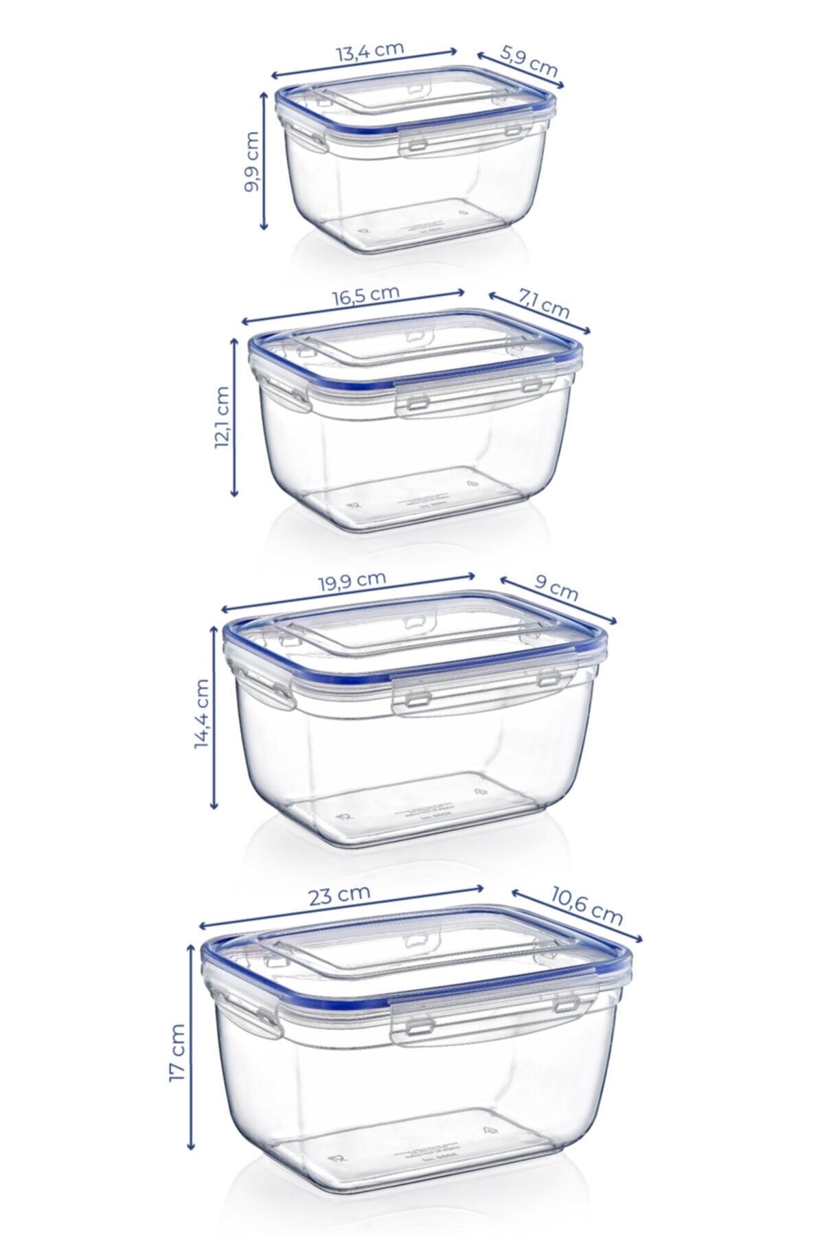 Set recipiente pentru depozitare 4 bucăți 30148, Transparent, 23x11x17 cm