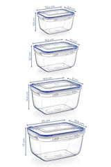 Set recipiente pentru depozitare 4 bucăți 30148, Transparent, 23x11x17 cm