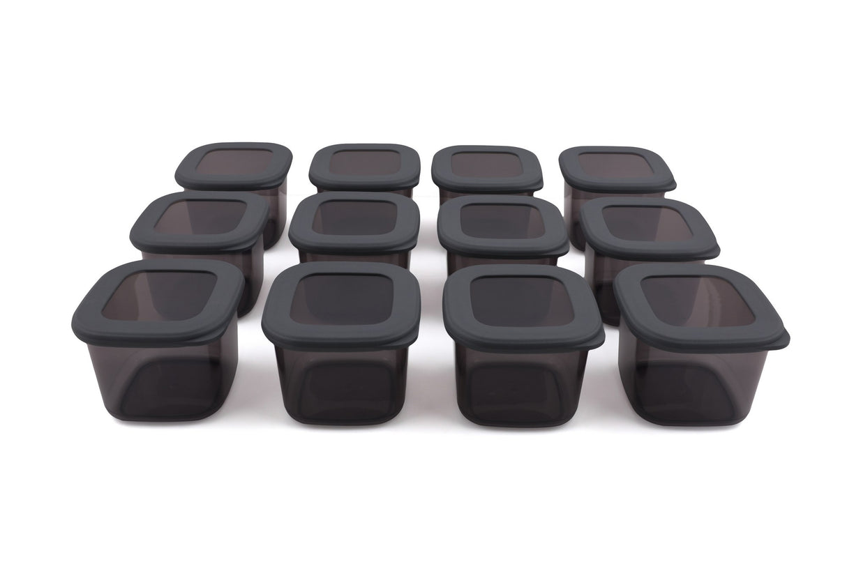 Set recipiente pentru depozitare 12 bucăți BNMPOLYAS12-5, Antracit, 10x10x10 cm