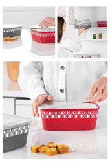 Set recipiente pentru depozitare 2 bucăți BNM-0797, Diverse culori, 20x26x9 cm - Roșu | SKU: 964FRM1161 | Set recipiente pentru depozitare 2 bucăți BNM-0797, 20x26x9 cm, varianta Roșu, produs pentru amenajarea locuinței, disponibil online în România la CasaMob