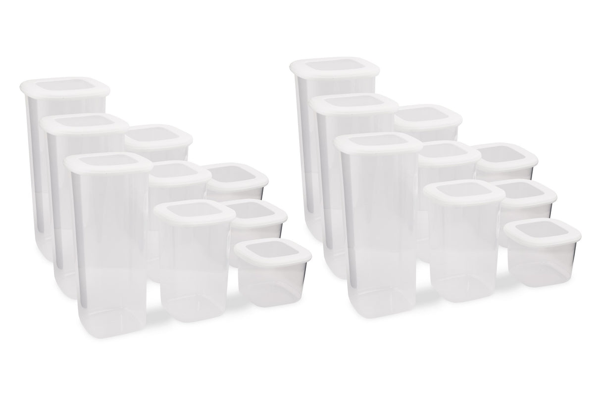 Set recipiente pentru depozitare 18 bucăți BNMPOLYWS18-51217, Alb, 10x10x10 cm