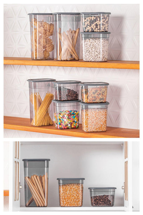 Set cutie de depozitare, Gri, 12x16.5x11.2 cm