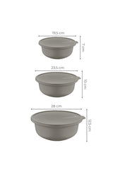 Set recipiente pentru depozitare 3 bucăți YUVBEI03-124, Gri, 24x24x10 cm