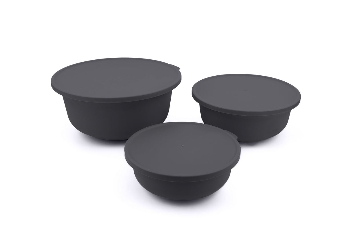 Set recipiente pentru depozitare 3 bucăți YUVBEI03-124, Gri, 24x24x10 cm