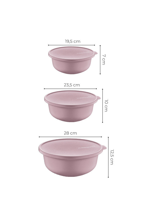 Set recipiente pentru depozitare 3 bucăți YUVPIN03-124, Roz, 24x24x10 cm